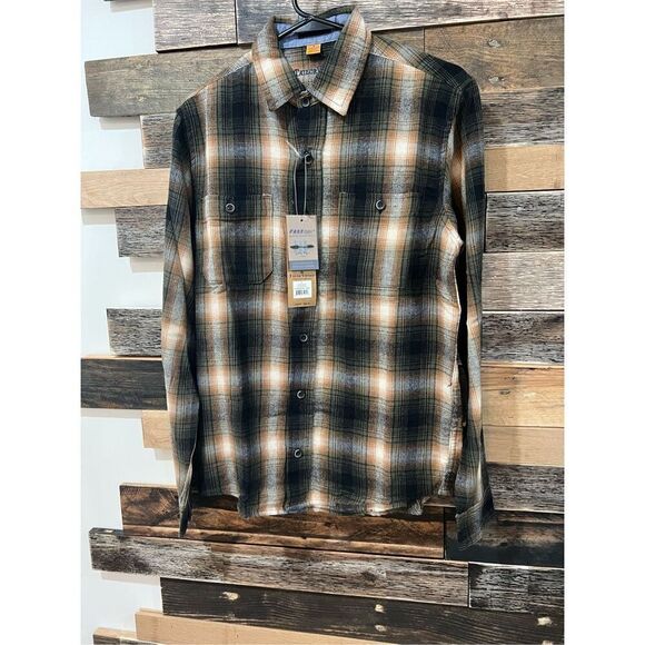 Tailor Vintage NWT evergreen lodge Plaid Long Sleeve Men Button Down Shirt sz S - Picture 1 of 8